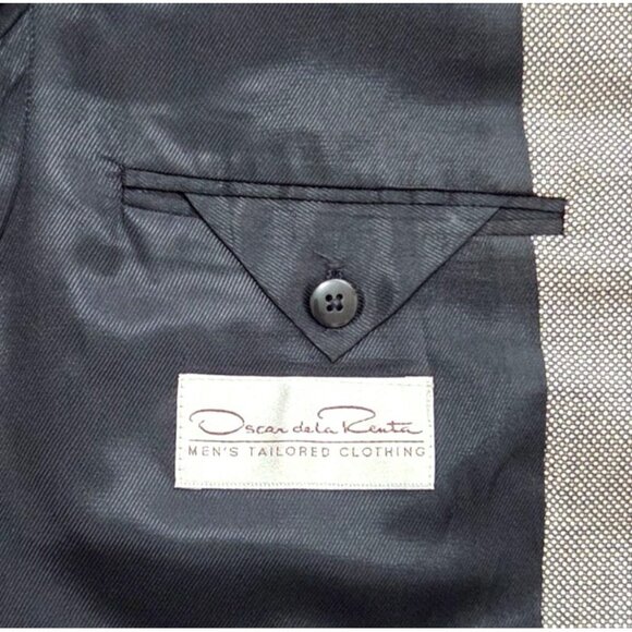 Oscar de la Renta Gray Single Breasted 3 Button Sport Coat Blazer Jacket Men 40R - Picture 7 of 9